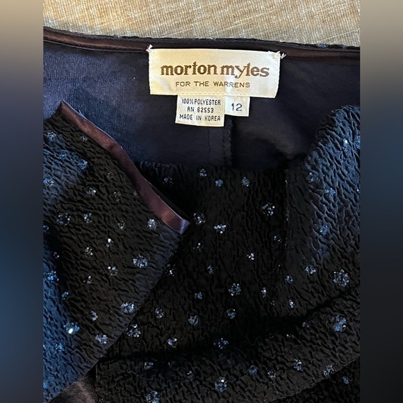 Morton Myles Vintage Blue Sparkle Wrap Dress 12 - Picture 8 of 8